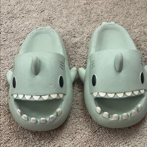 Shark Design Slippers in Light Green